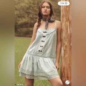 NWT $168 Anthropologie Pilcro Sleeveless Square-Neck Swing Mini Dress S
